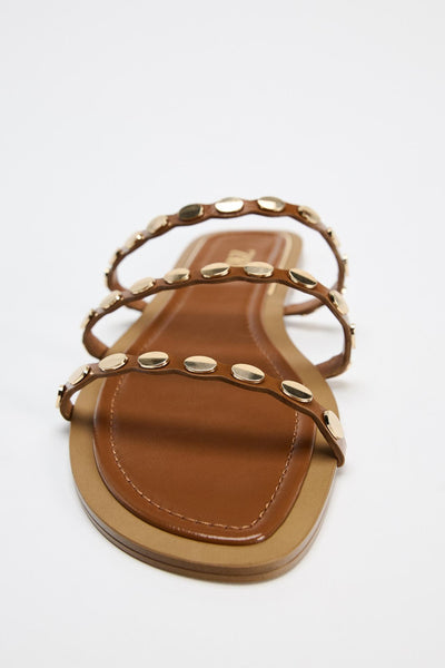 Zara TRIPLE-STRAP FLAT SANDALS