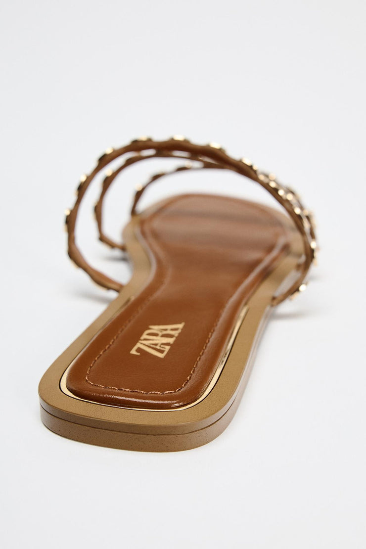 Zara TRIPLE-STRAP FLAT SANDALS