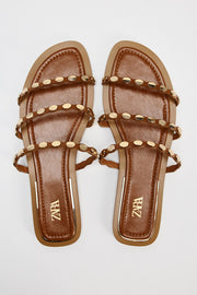 Zara TRIPLE-STRAP FLAT SANDALS