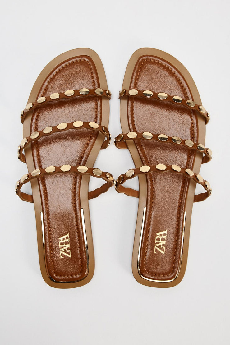 Zara TRIPLE-STRAP FLAT SANDALS