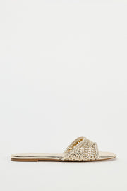 Zara BRAIDED METALLIC FLAT SLIDER SANDALS