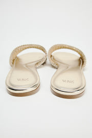 Zara BRAIDED METALLIC FLAT SLIDER SANDALS
