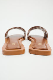 Zara FLAT LEATHER SLIDER SANDALS WITH METAL APPLIQUÉS
