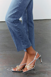 Zara METALLIC SANDALS WITH KNOTTED STRAPS