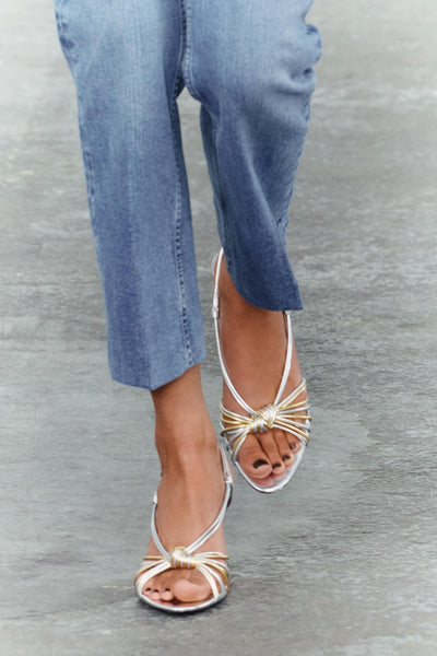 Zara METALLIC SANDALS WITH KNOTTED STRAPS