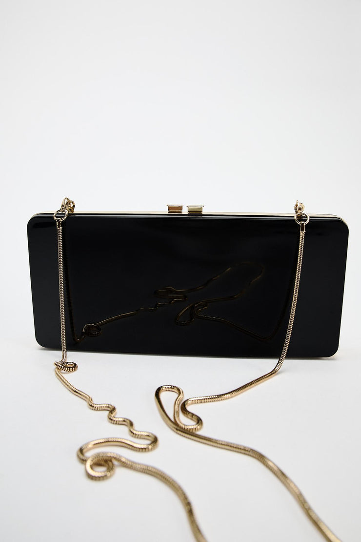 Zara Box Black Clutch