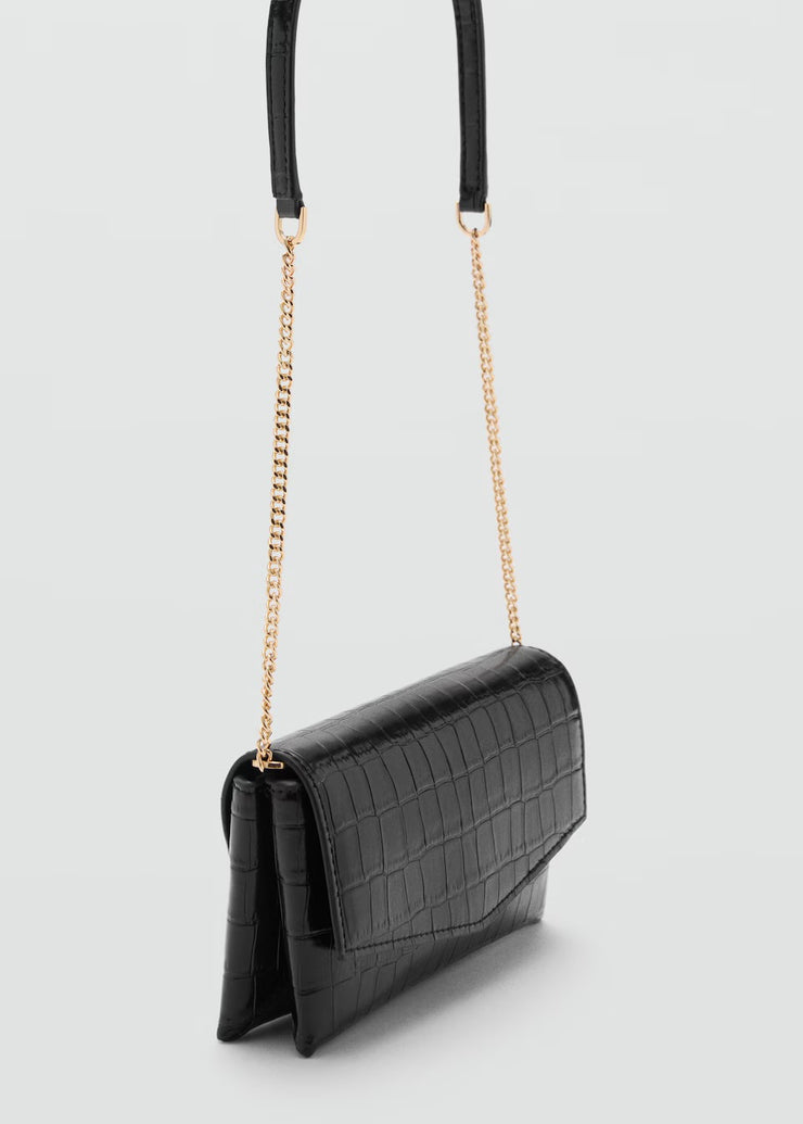 Mango Croc Effect Flap Bag