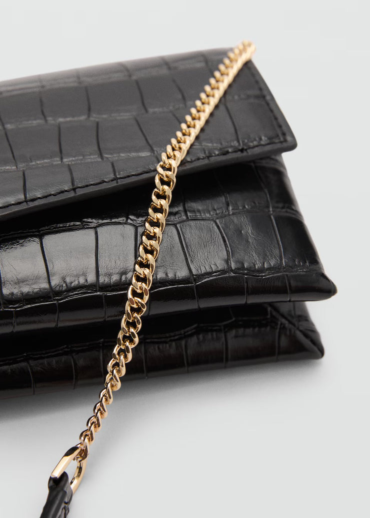 Mango Croc Effect Flap Bag