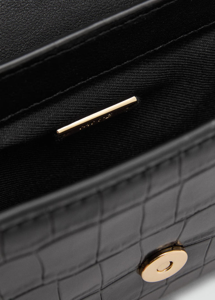 Mango Croc Effect Flap Bag