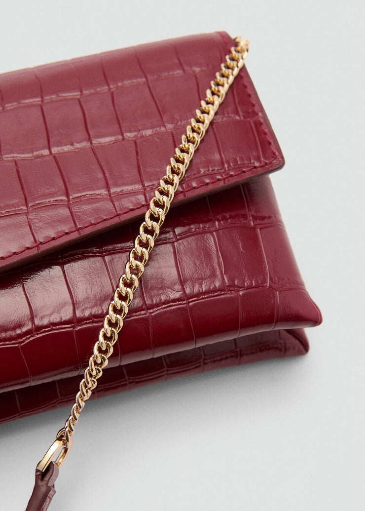 Mango Croc Effect Flap Bag