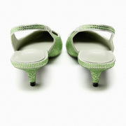 Zara Kitten Heel Slingback Shoes with Rhinestones