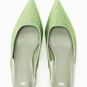 Zara Kitten Heel Slingback Shoes with Rhinestones