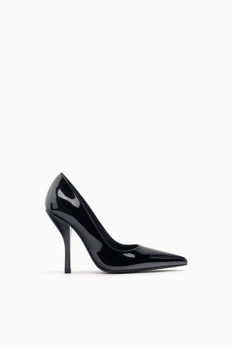 Zara Black Patent Leather Heeled Shoes