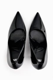 Zara Black Patent Leather Heeled Shoes