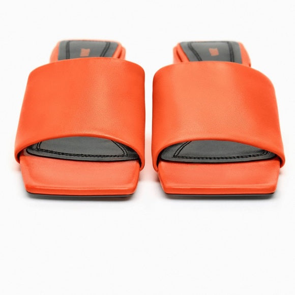 Zara Block Heel Leather Mules