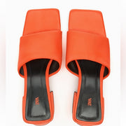Zara Block Heel Leather Mules