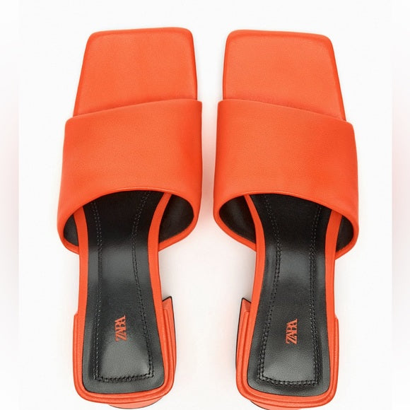 Zara Block Heel Leather Mules
