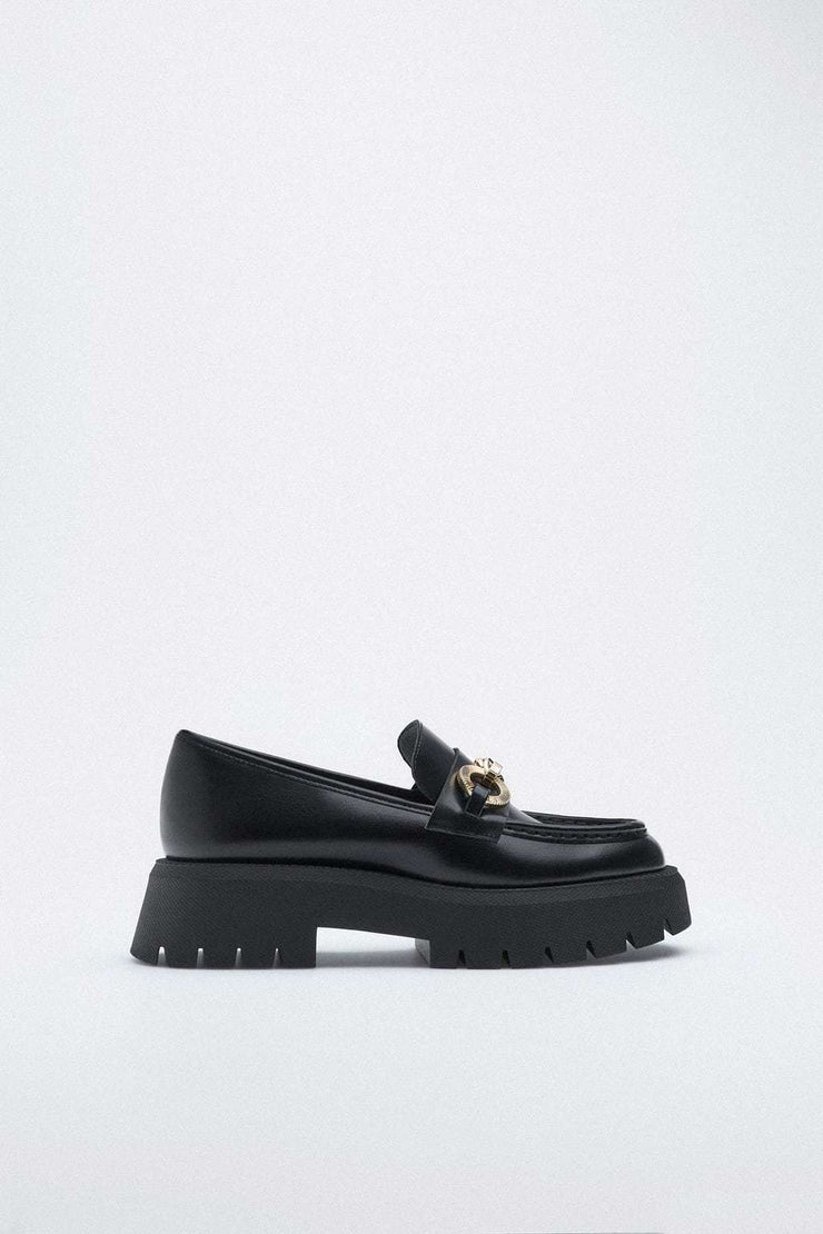 Zara Loafers with Track Sole and Chain
