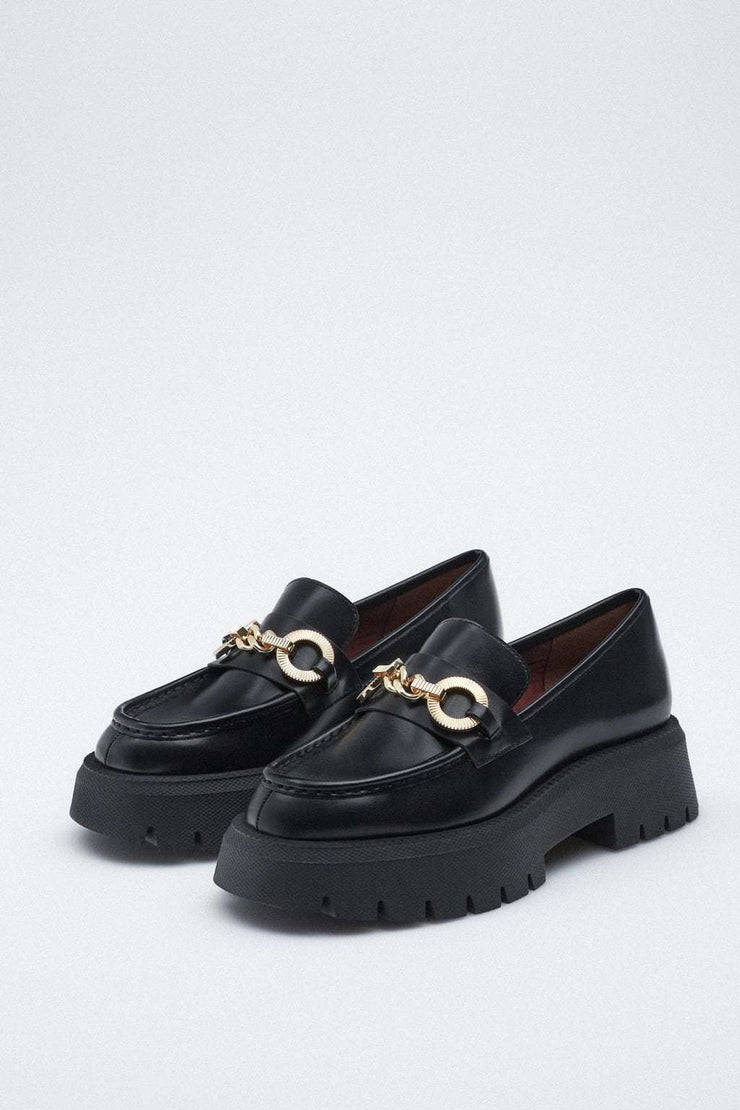 Zara Loafers with Track Sole and Chain