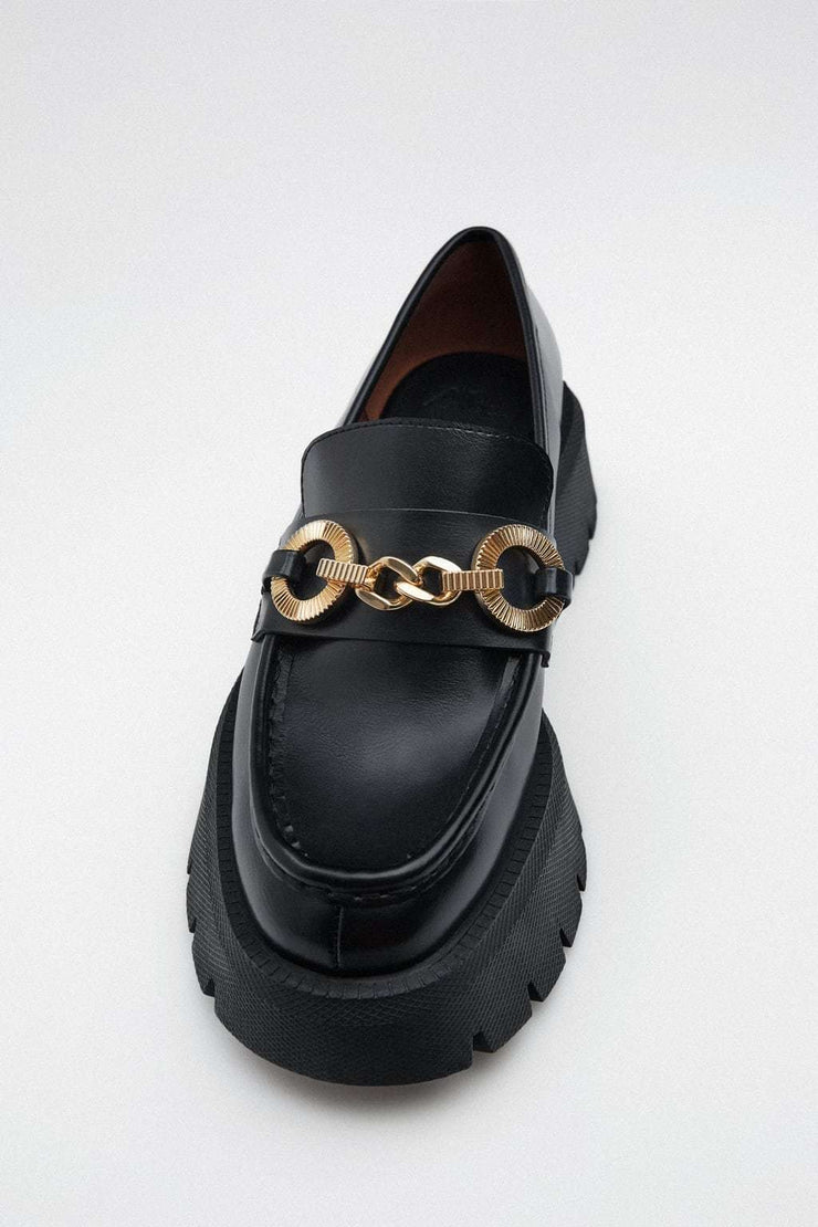 Zara Loafers with Track Sole and Chain