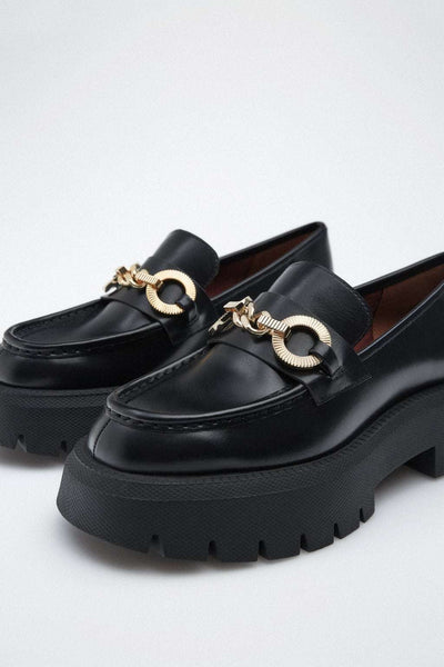 Zara Loafers with Track Sole and Chain