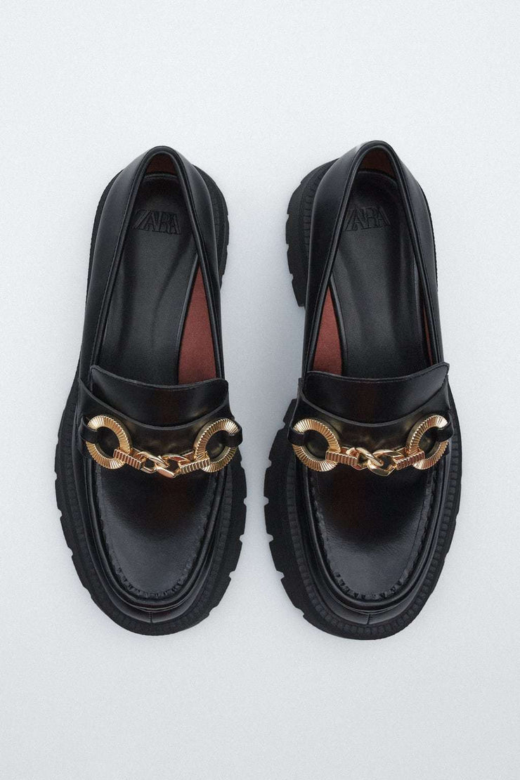 Zara Loafers with Track Sole and Chain