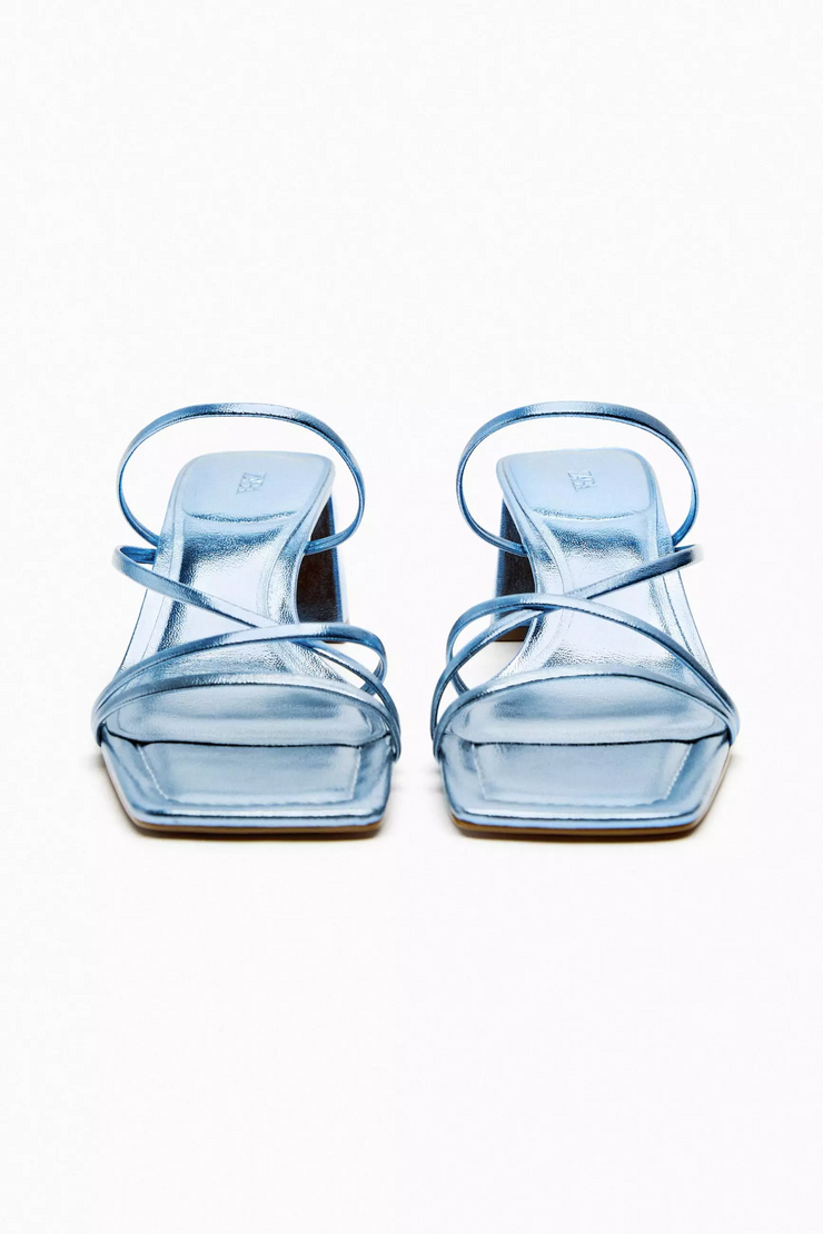 Zara Metallic Block Heel Sandals