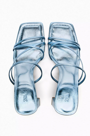 Zara Metallic Block Heel Sandals